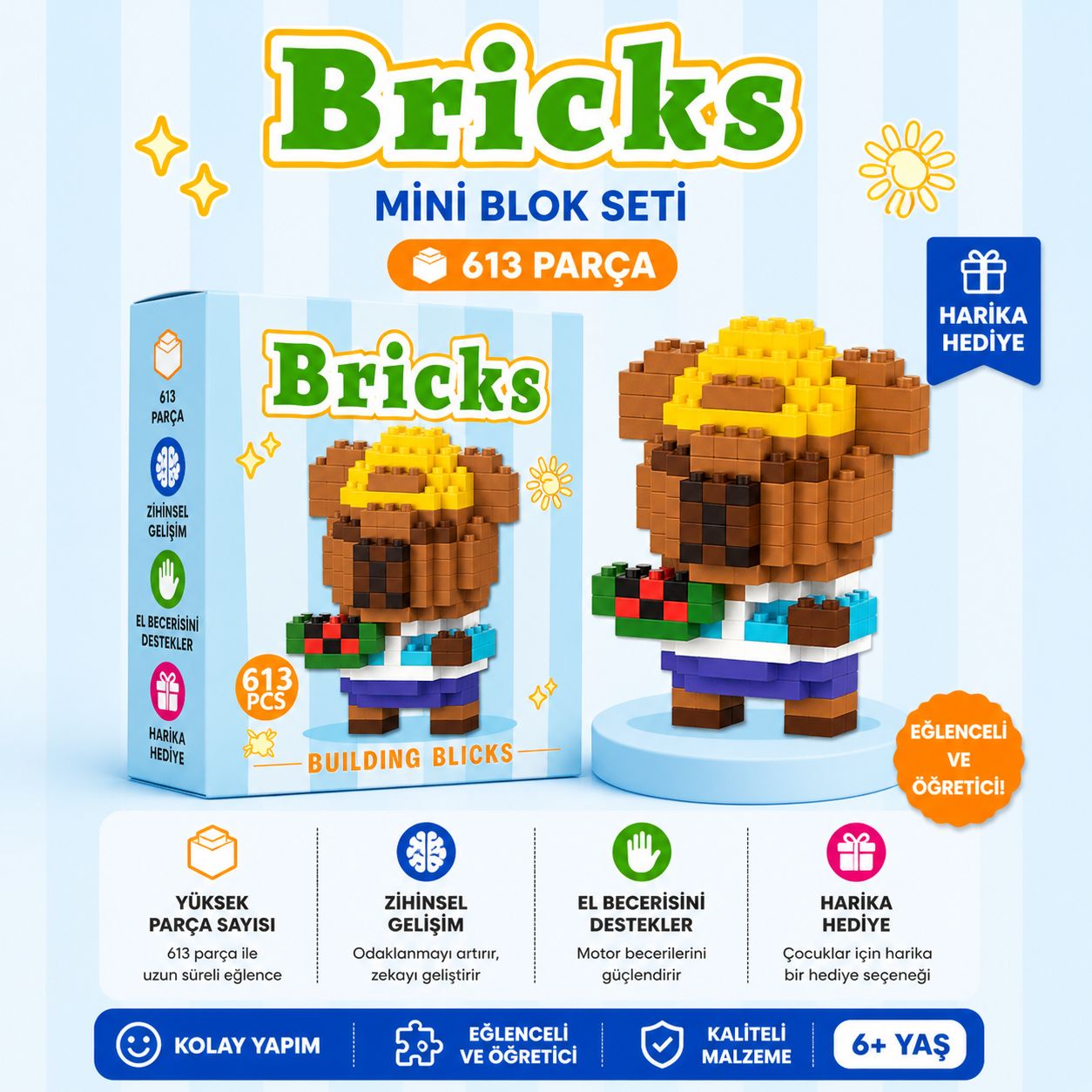Sarı Şapkalı Ayıcık Lego Bricks
